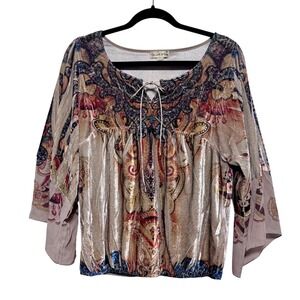 Live & Let Live Whimsigoth Velvet Burnout Top Womens‎ Size M Boho Fairy Grunge